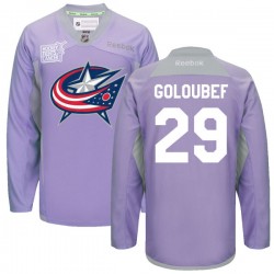 Cody Goloubef Columbus Blue Jackets Reebok Authentic 2016 Hockey Fights Cancer Practice Jersey (Purple)