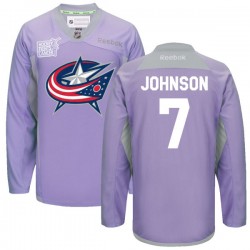 Jack Johnson Columbus Blue Jackets Reebok Premier 2016 Hockey Fights Cancer Practice Jersey (Purple)