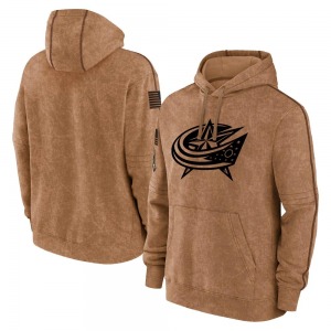 Columbus Blue Jackets Youth 2023 Salute to Service Club Pullover Hoodie (Brown)