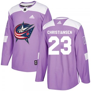 Jake Christiansen Columbus Blue Jackets Adidas Youth Authentic Fights Cancer Practice Jersey (Purple)