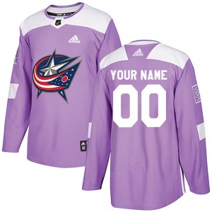 Custom Columbus Blue Jackets Adidas Youth Authentic Custom Fights Cancer Practice Jersey (Purple)