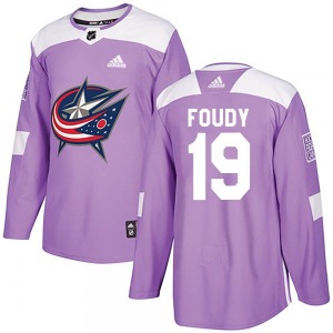 Liam Foudy Columbus Blue Jackets Adidas Youth Authentic Fights Cancer Practice Jersey (Purple)