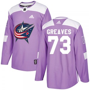 Jet Greaves Columbus Blue Jackets Adidas Youth Authentic Fights Cancer Practice Jersey (Purple)