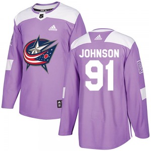 Kent Johnson Columbus Blue Jackets Adidas Youth Authentic Fights Cancer Practice Jersey (Purple)