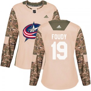 Liam Foudy Columbus Blue Jackets Adidas Women's Authentic Veterans Day Practice Jersey (Camo)