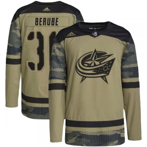 Jean-Francois Berube Columbus Blue Jackets Adidas Youth Authentic Military Appreciation Practice Jersey (Camo)