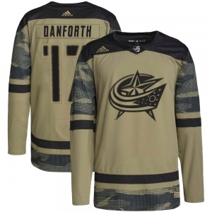 Justin Danforth Columbus Blue Jackets Adidas Youth Authentic Military Appreciation Practice Jersey (Camo)