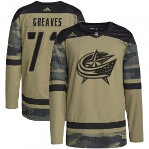 Jet Greaves Columbus Blue Jackets Adidas Youth Authentic Military Appreciation Practice Jersey (Camo)