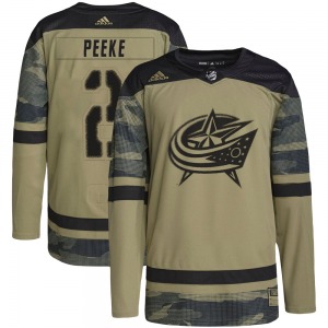 Andrew Peeke Columbus Blue Jackets Adidas Youth Authentic Military Appreciation Practice Jersey (Camo)