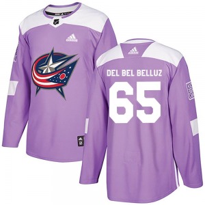 Luca Del Bel Belluz Columbus Blue Jackets Adidas Authentic Fights Cancer Practice Jersey (Purple)