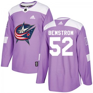 Emil Bemstrom Columbus Blue Jackets Adidas Authentic Fights Cancer Practice Jersey (Purple)