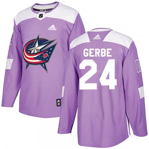 Nathan Gerbe Columbus Blue Jackets Adidas Authentic Fights Cancer Practice Jersey (Purple)