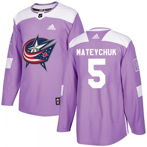 Denton Mateychuk Columbus Blue Jackets Adidas Authentic Fights Cancer Practice Jersey (Purple)