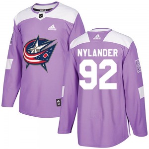Alexander Nylander Columbus Blue Jackets Adidas Authentic Fights Cancer Practice Jersey (Purple)