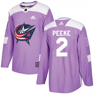 Andrew Peeke Columbus Blue Jackets Adidas Authentic Fights Cancer Practice Jersey (Purple)