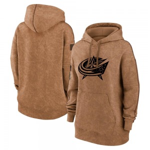 Columbus Blue Jackets Women's 2023 Salute to Service Pullover Hoodie (Brown)
