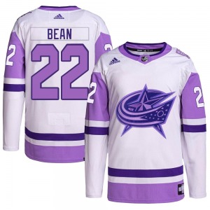 Jake Bean Columbus Blue Jackets Adidas Youth Authentic Hockey Fights Cancer Primegreen Jersey (White/Purple)