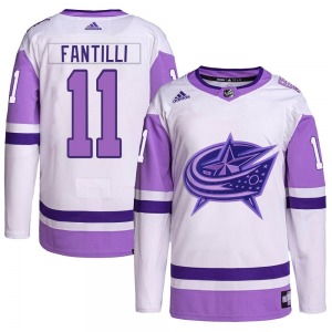 Adam Fantilli Columbus Blue Jackets Adidas Youth Authentic Hockey Fights Cancer Primegreen Jersey (White/Purple)