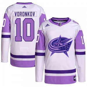 Dmitri Voronkov Columbus Blue Jackets Adidas Youth Authentic Hockey Fights Cancer Primegreen Jersey (White/Purple)
