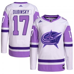 Brandon Dubinsky Columbus Blue Jackets Adidas Authentic Hockey Fights Cancer Primegreen Jersey (White/Purple)