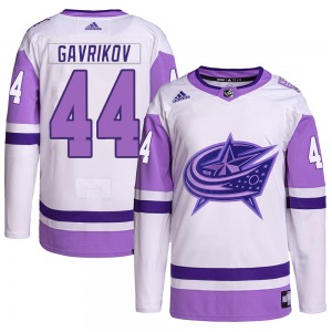 Vladislav Gavrikov Columbus Blue Jackets Adidas Authentic Hockey Fights Cancer Primegreen Jersey (White/Purple)