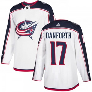 Justin Danforth Columbus Blue Jackets Adidas Youth Authentic Away Jersey (White)