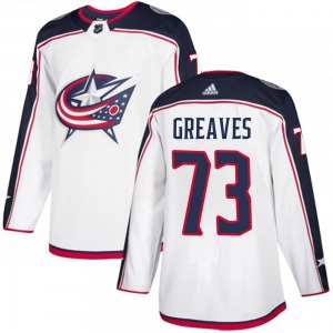 Jet Greaves Columbus Blue Jackets Adidas Youth Authentic Away Jersey (White)