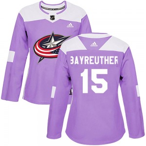 Gavin Bayreuther Columbus Blue Jackets Adidas Women's Authentic Fights Cancer Practice Jersey (Purple)