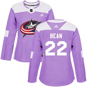 Jake Bean Columbus Blue Jackets Adidas Women's Authentic Fights Cancer Practice Jersey (Purple)