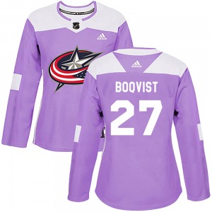 Adam Boqvist Columbus Blue Jackets Adidas Women's Authentic Fights Cancer Practice Jersey (Purple)