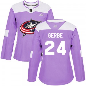 Nathan Gerbe Columbus Blue Jackets Adidas Women's Authentic Fights Cancer Practice Jersey (Purple)