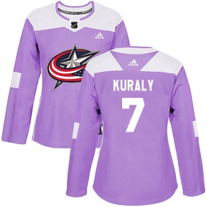 Sean Kuraly Columbus Blue Jackets Adidas Women's Authentic Fights Cancer Practice Jersey (Purple)