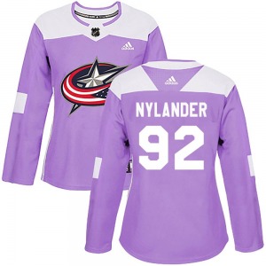 Alexander Nylander Columbus Blue Jackets Adidas Women's Authentic Fights Cancer Practice Jersey (Purple)