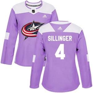 Cole Sillinger Columbus Blue Jackets Adidas Women's Authentic Fights Cancer Practice Jersey (Purple)