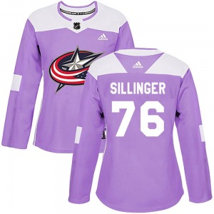 Owen Sillinger Columbus Blue Jackets Adidas Women's Authentic Fights Cancer Practice Jersey (Purple)