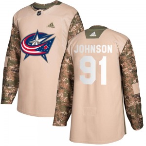 Kent Johnson Columbus Blue Jackets Adidas Youth Authentic Veterans Day Practice Jersey (Camo)
