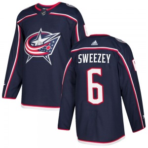 Billy Sweezey Columbus Blue Jackets Adidas Authentic Home Jersey (Navy)